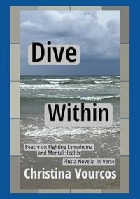 Greek American Women Authors for Women's History Month_Cover of Dive Within by Christina Vourcos. Image of tide rushing in on the beach