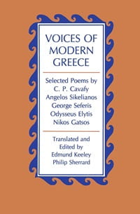 National Poetry Month Voice of Modern Greece. A brown cover with text on it